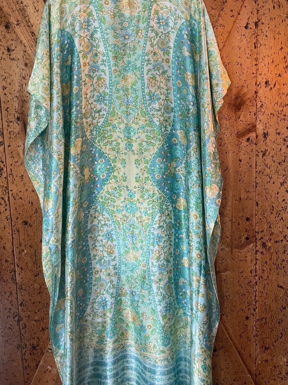 Oscar de la Renta Light Blue Floral Kaftan - Picture 5 of 5